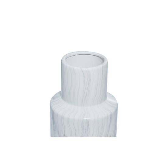 21" White Ceramic Contemporary Vase